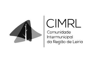 Logotipo da CIMRL, Comunidade Intermunicipal da Região de Leiria, com símbolo de uma árvore estilizada e texto ao lado.