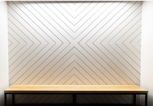 decorative alcove wall at a seating area bench