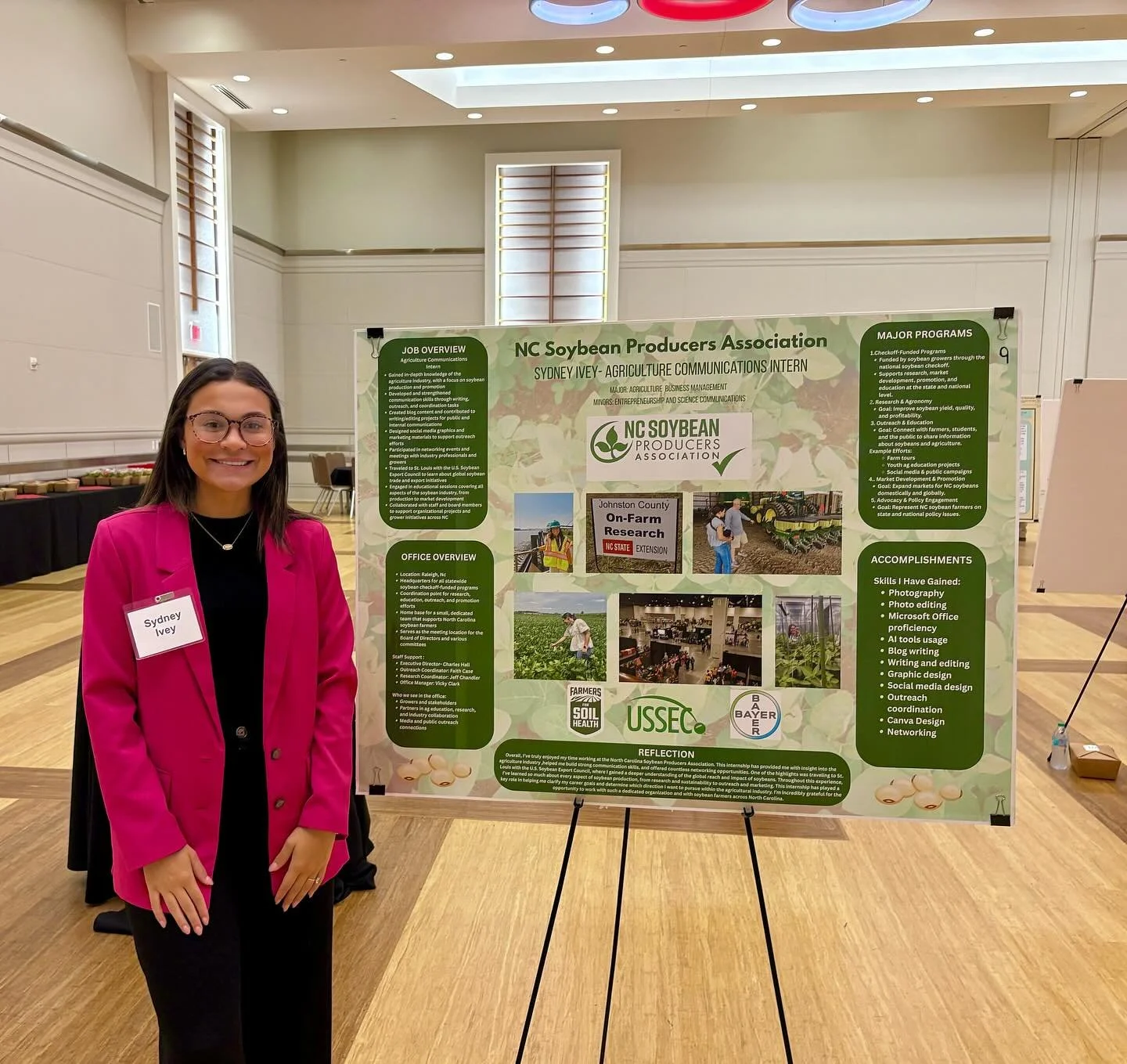 Communications intern Sydney presented at the NCSU CALS High-Impact Internship and Research Experience Symposium last week! Sydney showed off the work she has accomplished with the Bean Team this summer. Sydney did an awesome job and placed in the to