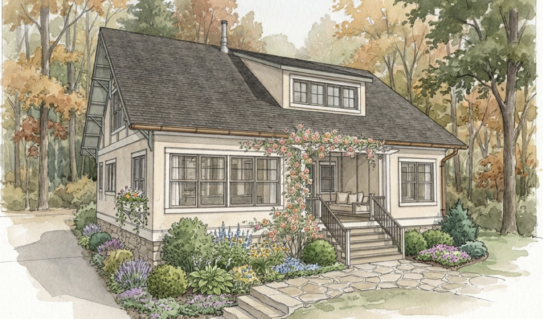 Exterior Rendering of a Bungalow in Asheville NC
