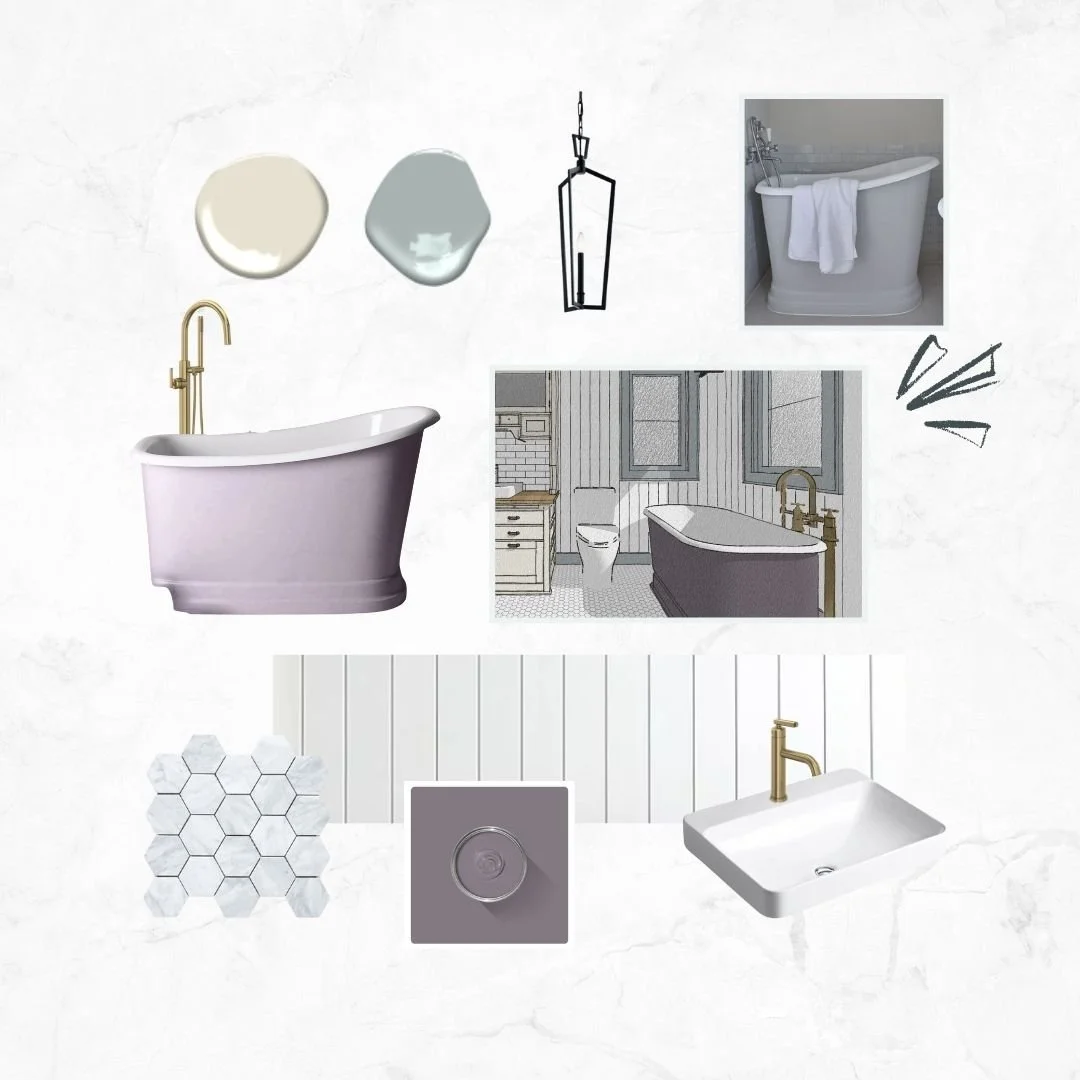 Design Board: cutest little guest cottage bathroom.
