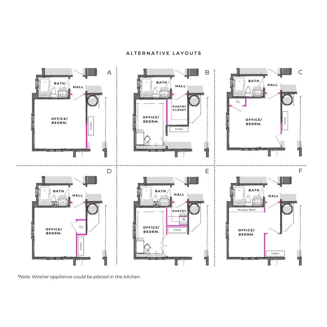 Often the best design solution is the one that was chosen among a set of options. If our client is unsure of how a space should function, we will often provide different arrangement options so they can see which one feels the best for them.
