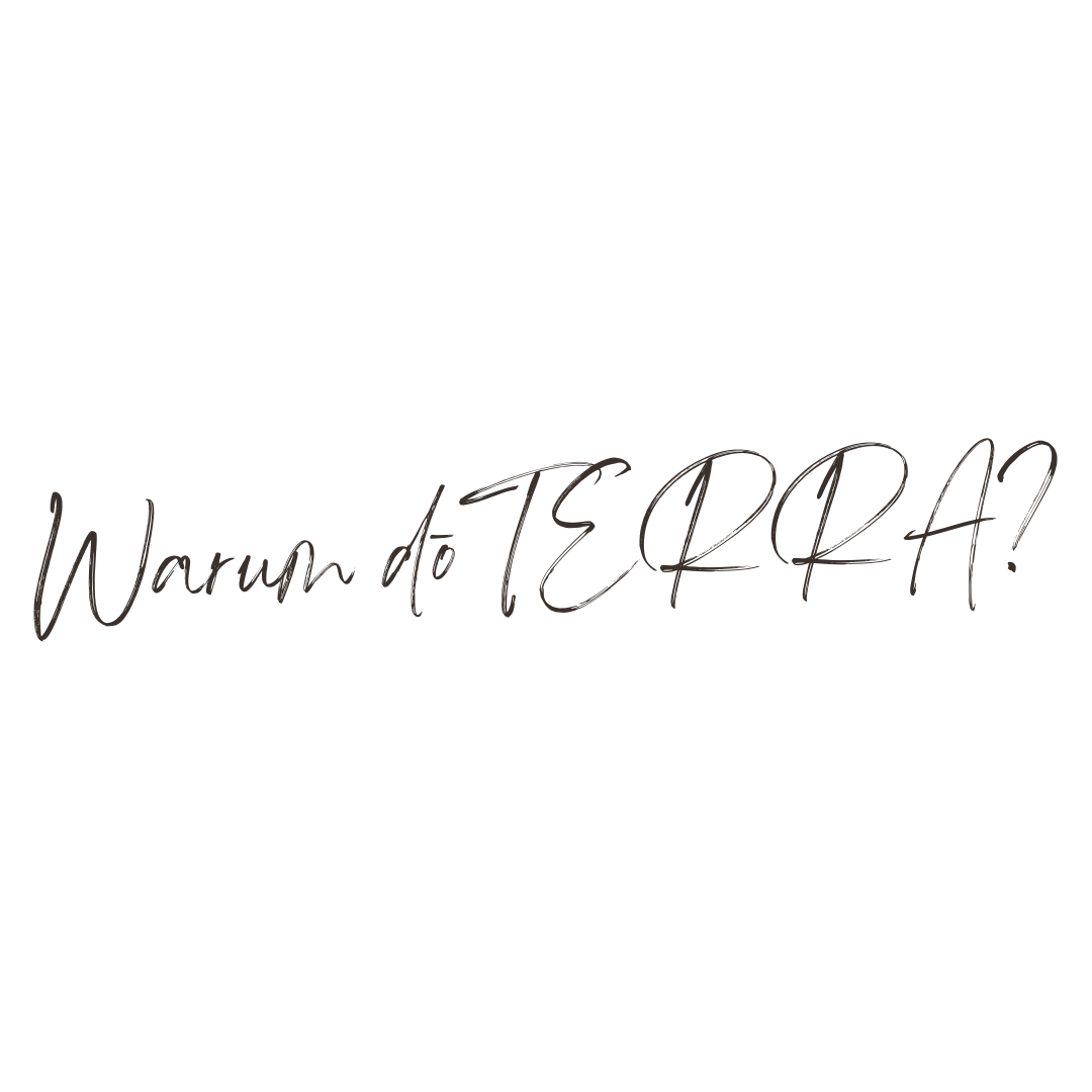 Schriftzug mit der Frage 'Warum doTERRA?' in deutscher Sprache, schwarzer Hintergrund, auffällige und elegante Schriftart