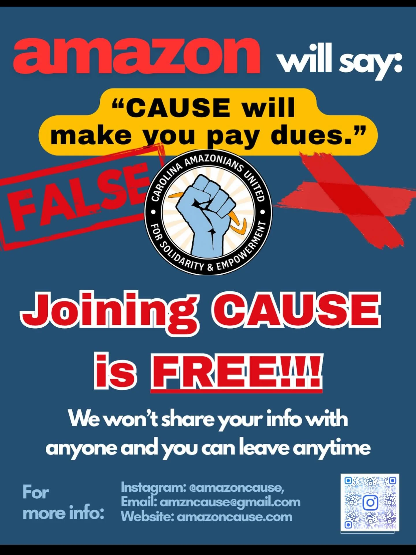 CAUSE is free to join &mdash; we don&rsquo;t charge dues.
Our commitment is to you, not your paycheck. Be safe, everyone.
If you need information or support regarding ICE activity, check in with @siembranc &mdash; they&rsquo;re a trusted resource on 