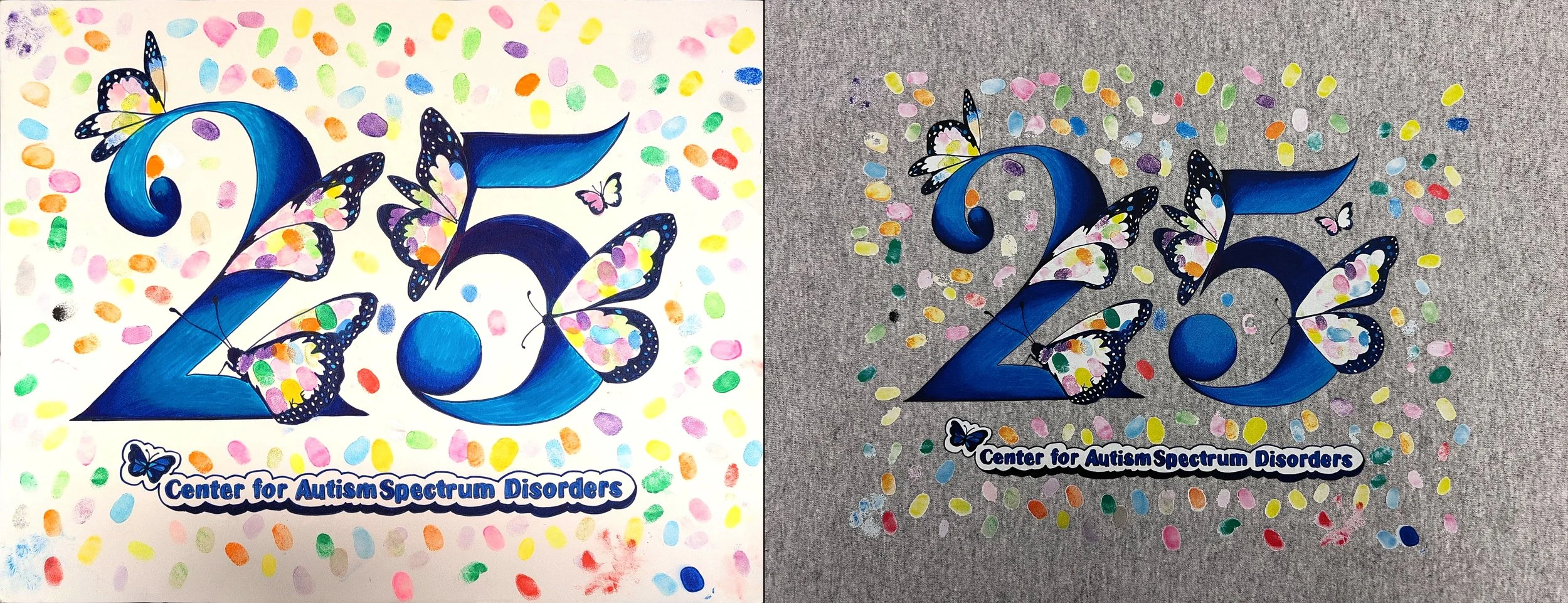 Customer drawing turned into a DTF transfer heat pressed onto a t shirt in a production shop.