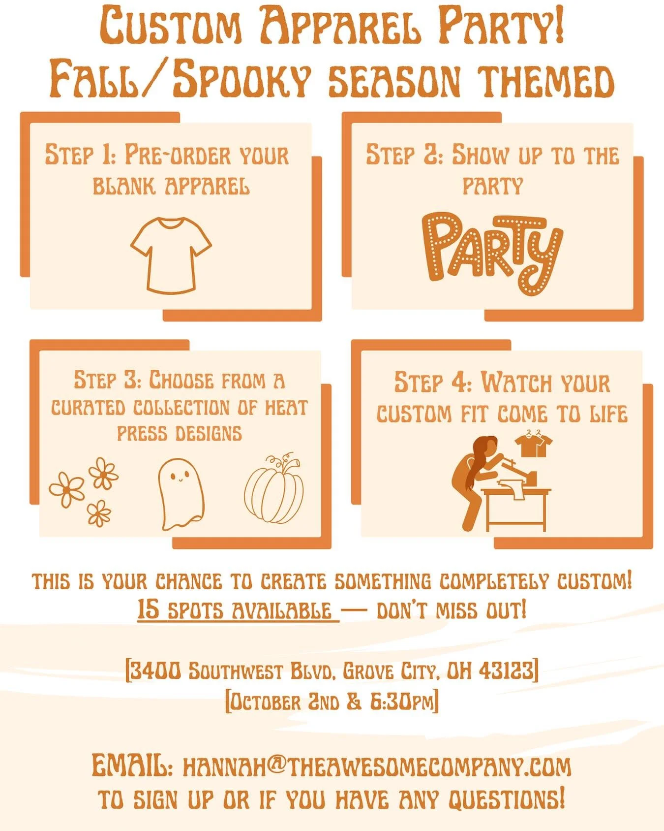 Calling all fall and spooky season lovers as well as anyone who loves custom apparel! We are trying something new and fun here at The Awesome Company and what better time than with one of our favorite times of the year! We are hosting our first custo