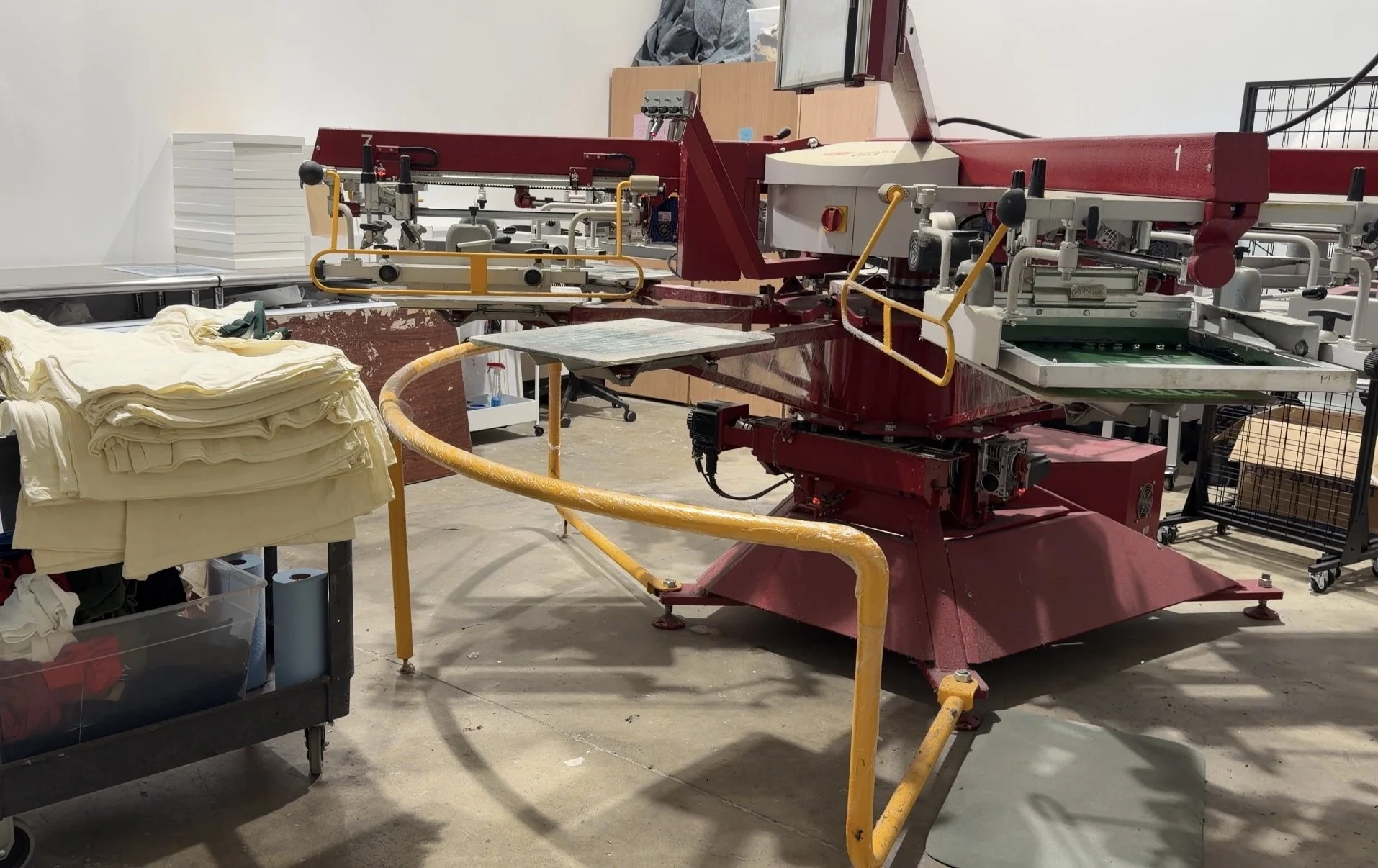 High quality blank T shirts laid out and ready for printing.