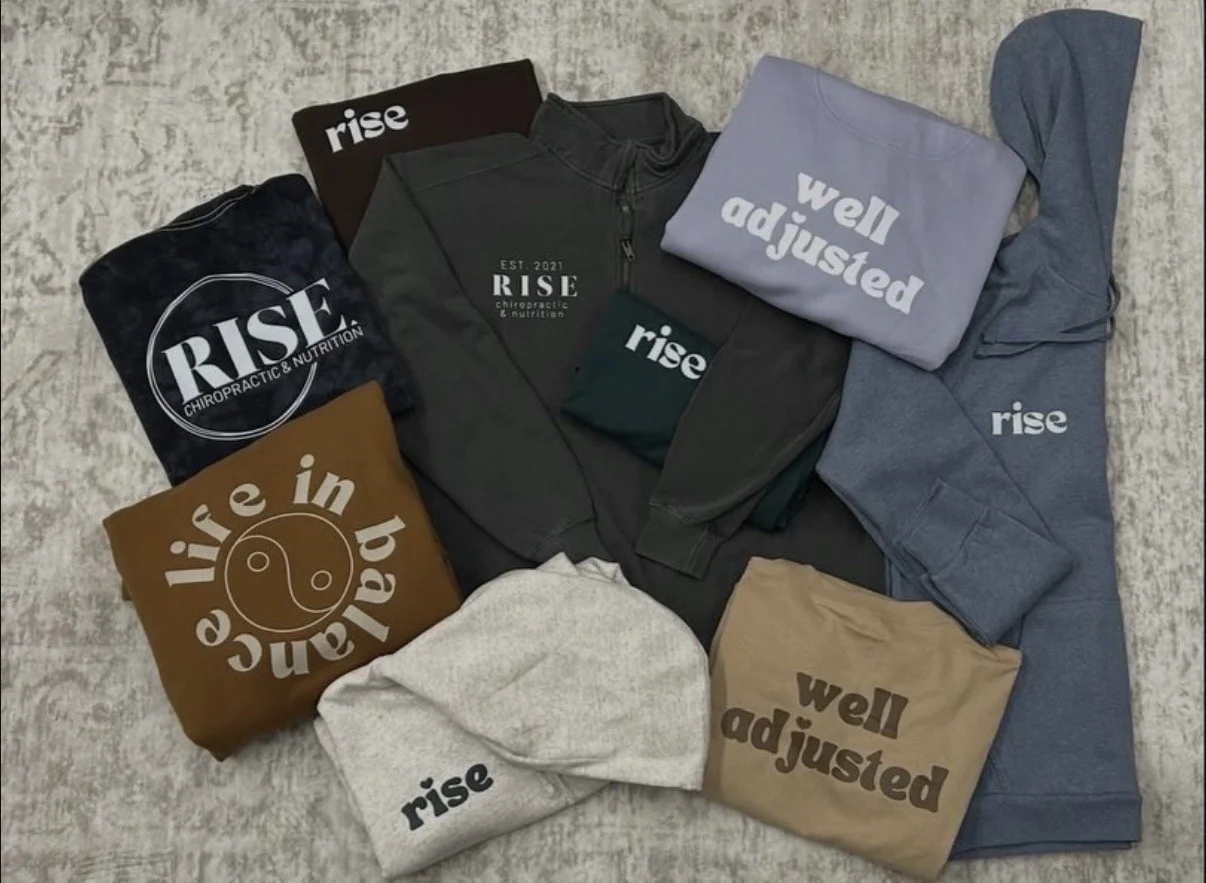 Custom apparel options for screen printing and embroidery.