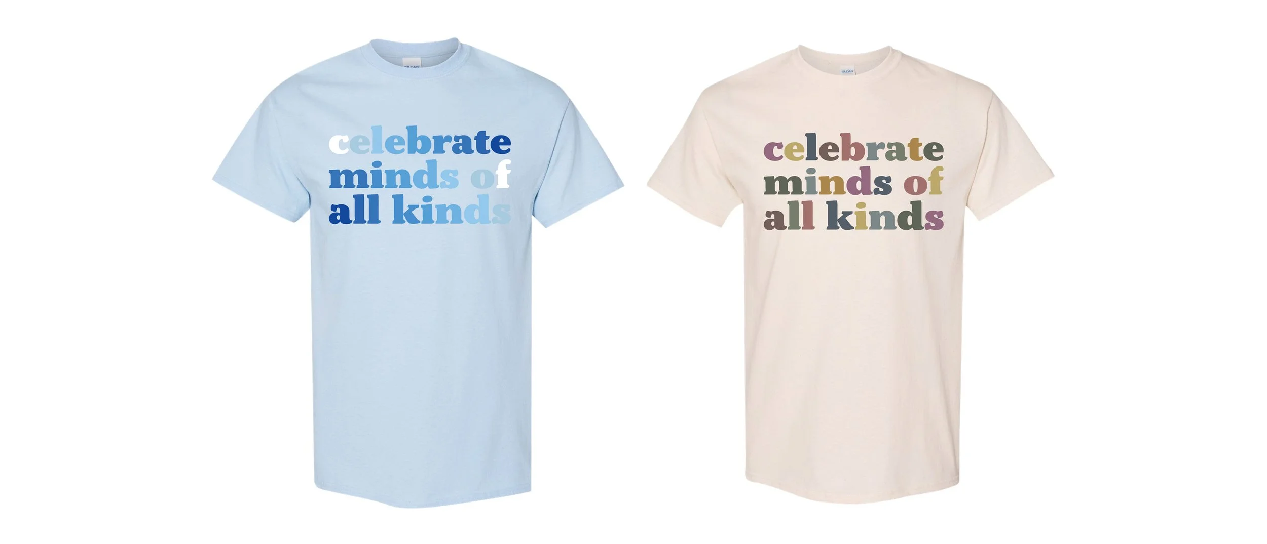 Colorful Autism Awareness themed graphic printed on a T shirt.