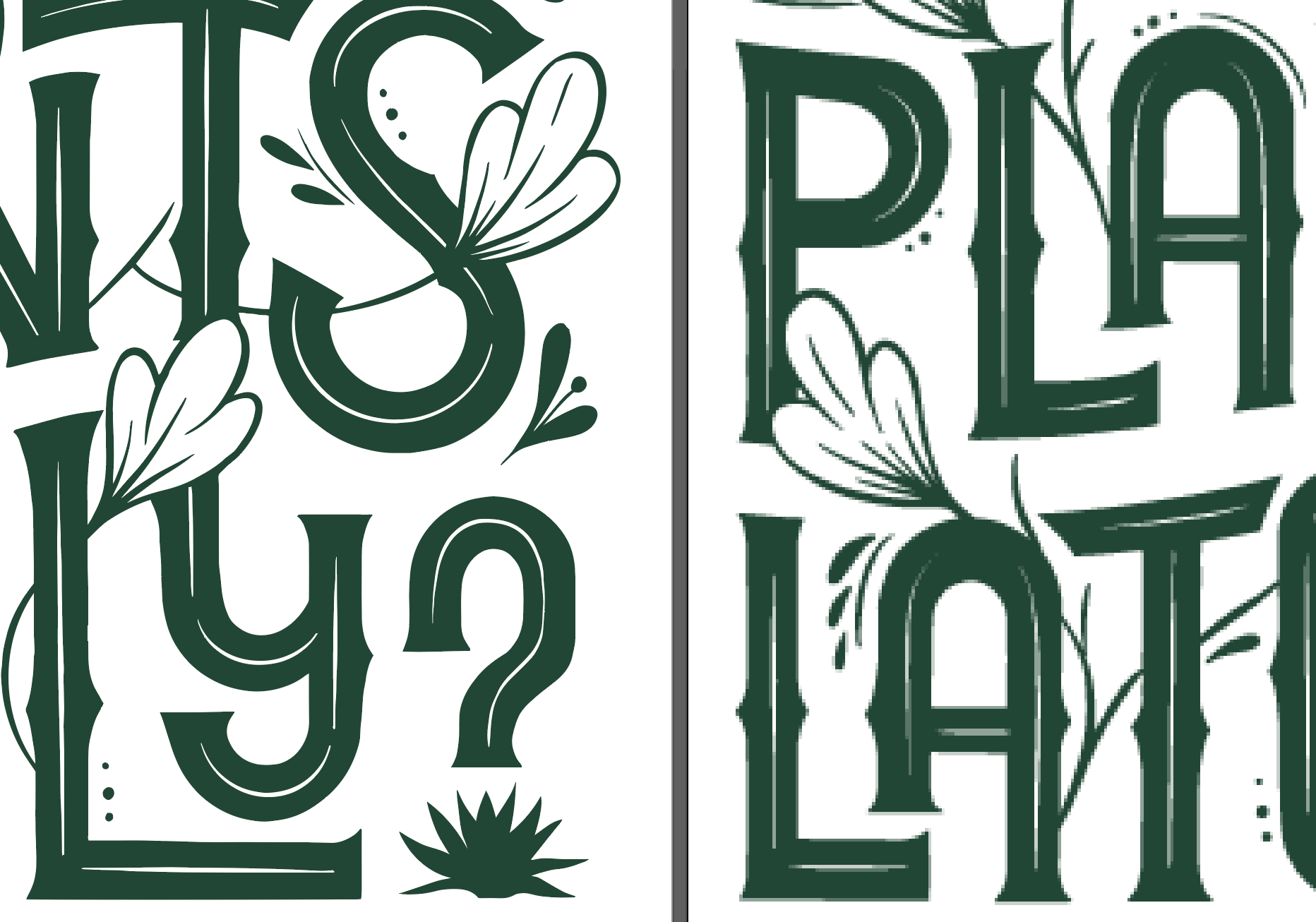 Comparison of clean print versus blurred low resolution print.