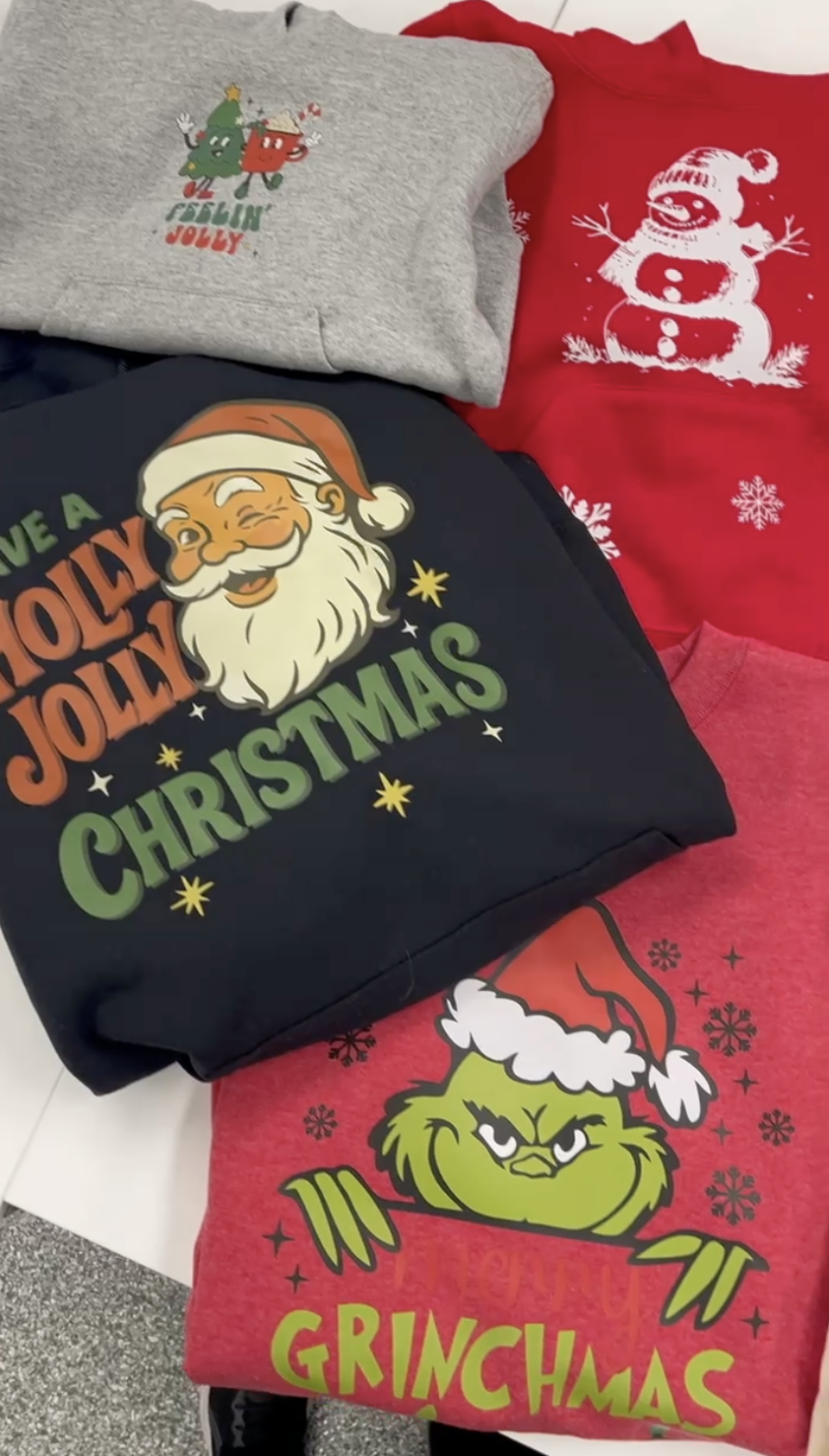 Selection of professionally designed Holiday themed graphics created for a print party.