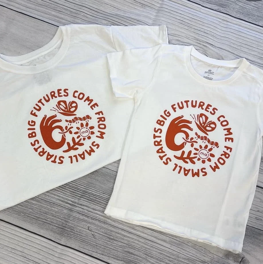 Finished product showing simple one color screen printed design prints.