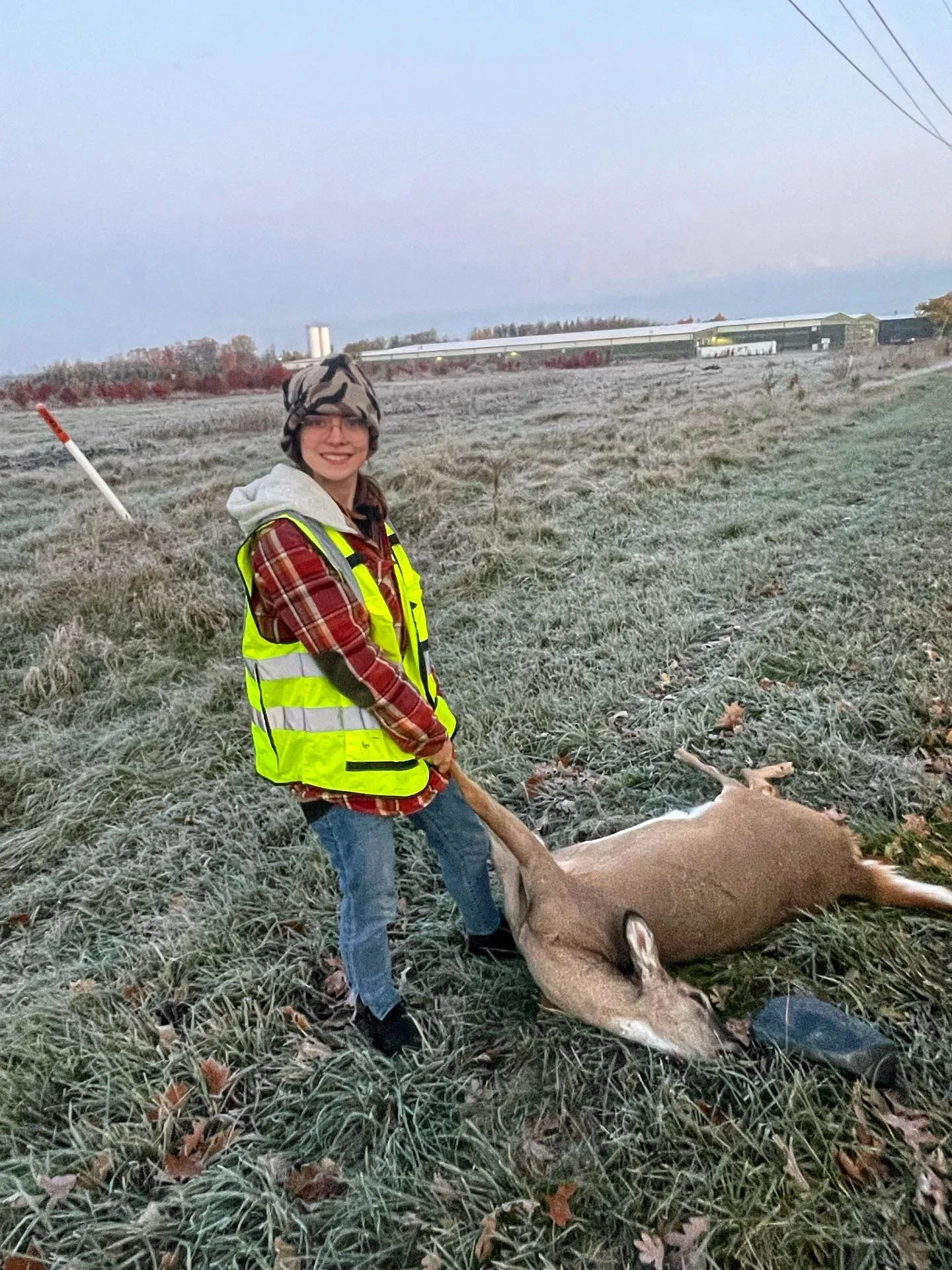 I love when dinner comes with a prize (a tinted headlight from a speeding sports car) 🦌😆