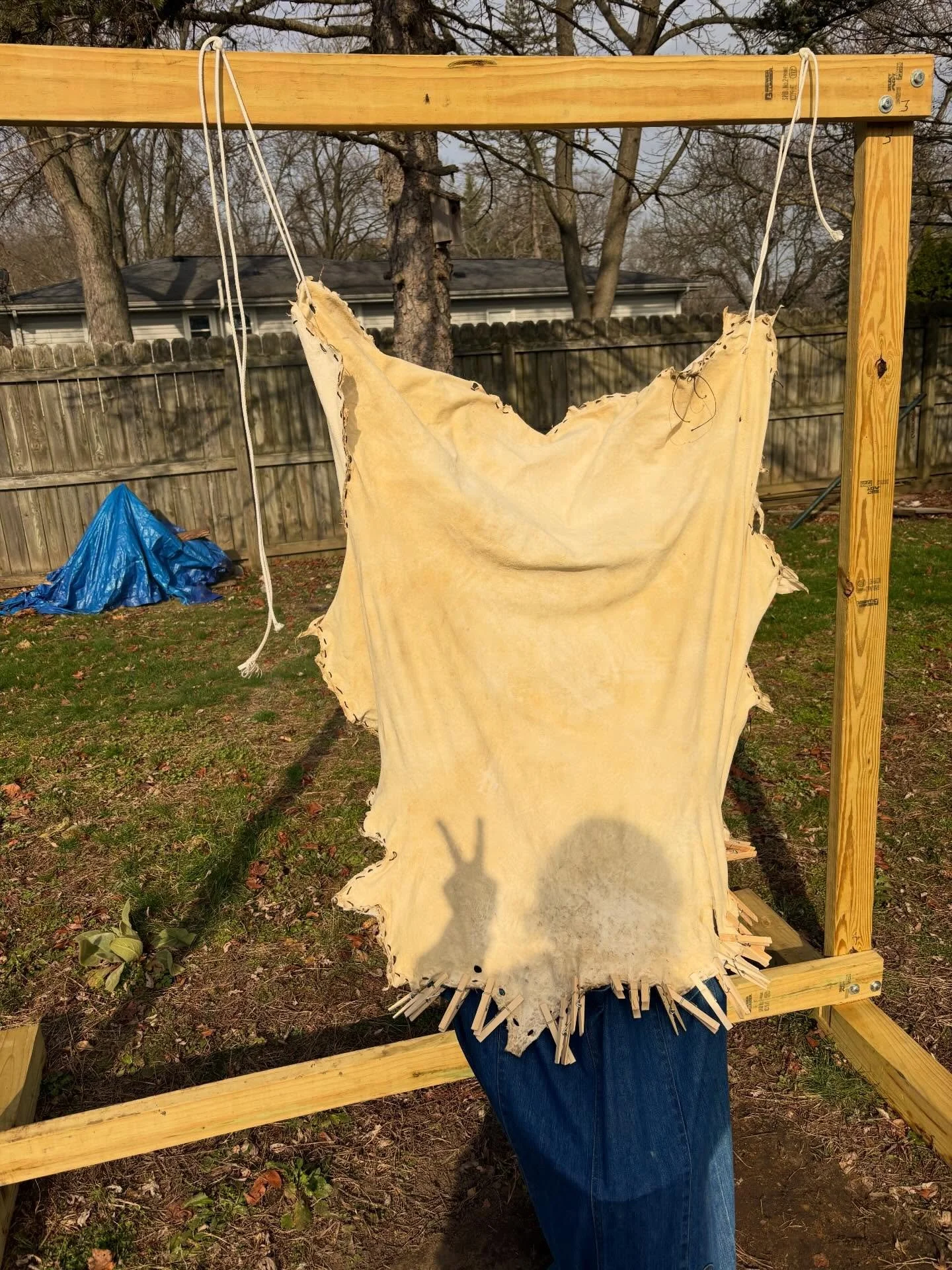 Deer hides. They&rsquo;re what the cool kids are smoking nowadays. 

Behold, my backyard smoke stack! For those unaware, brain or yolk tanned deer hides must be smoked in order to become water resistant. The smoke also helps mask the smelly egg or br