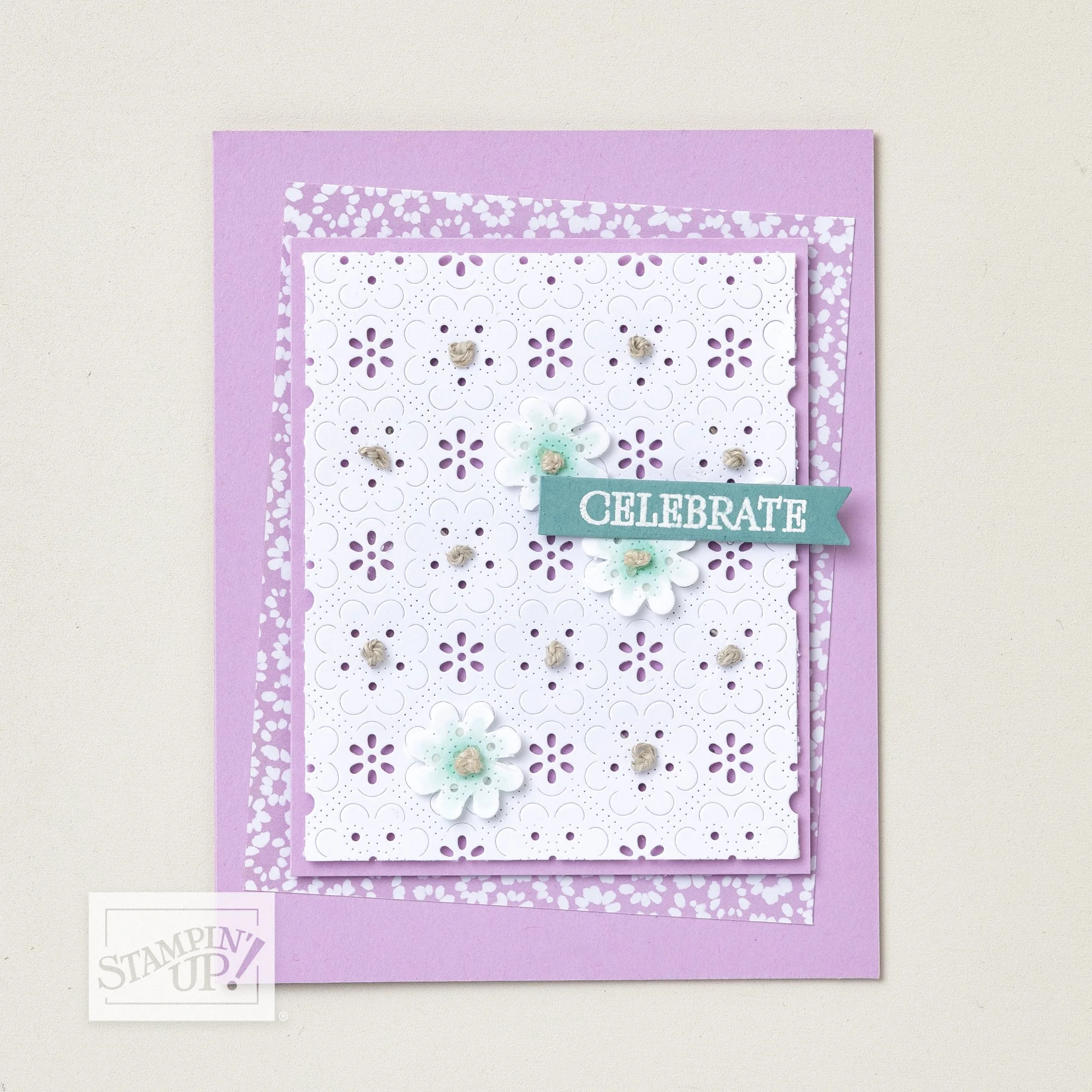 SU Celebrate Eyelet Blooms Card
