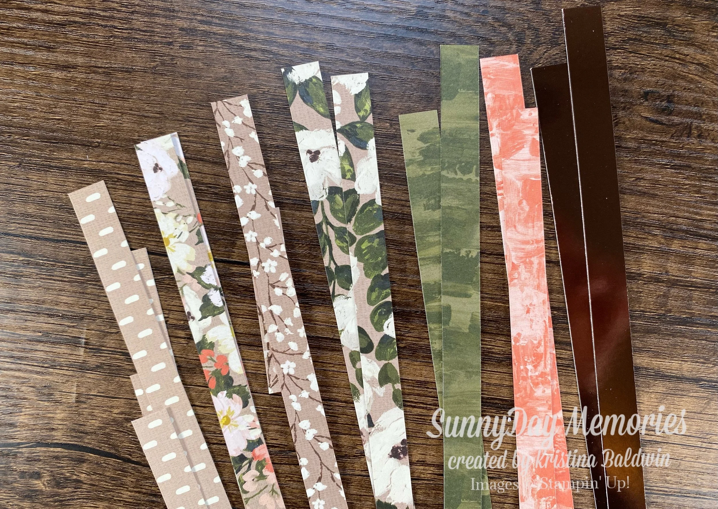 Brushed with Beauty Patterned Paper Strips for Herringbone Technique Card