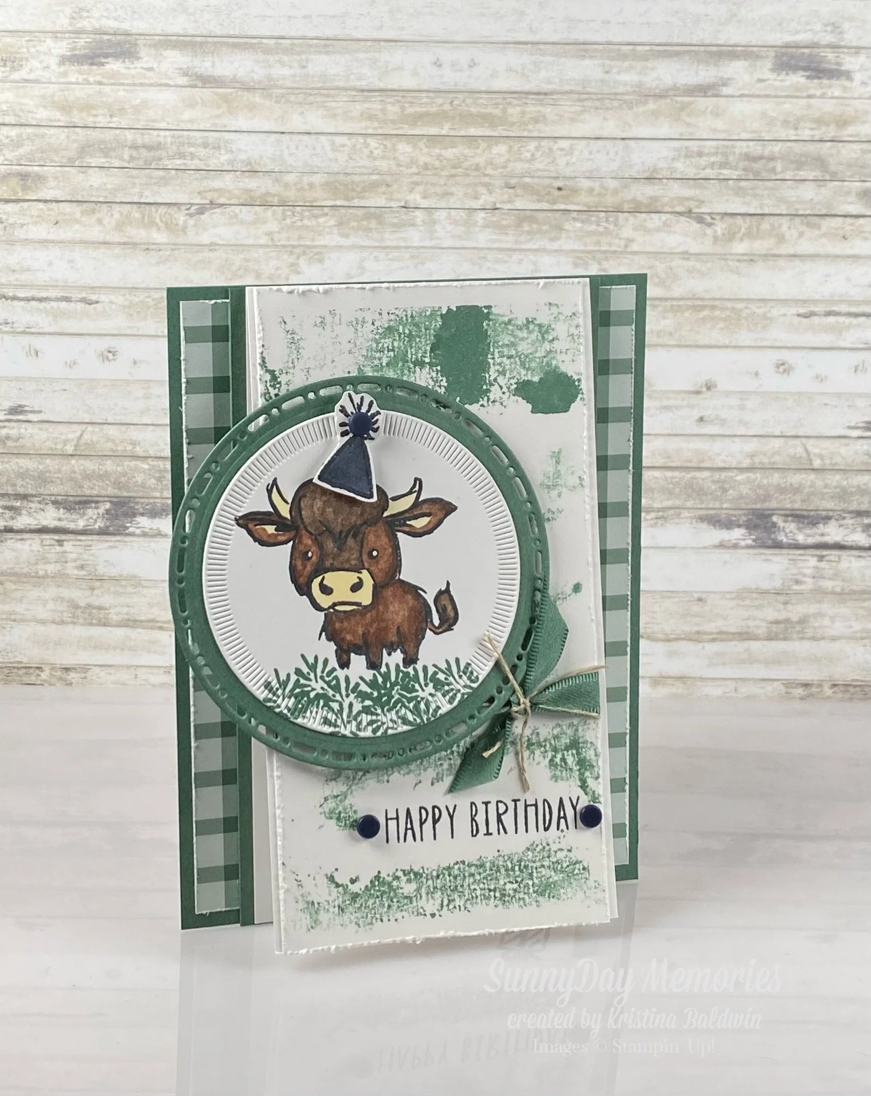 SU Wild Bunch Shimmer Brush Texture Birthday Cow Card