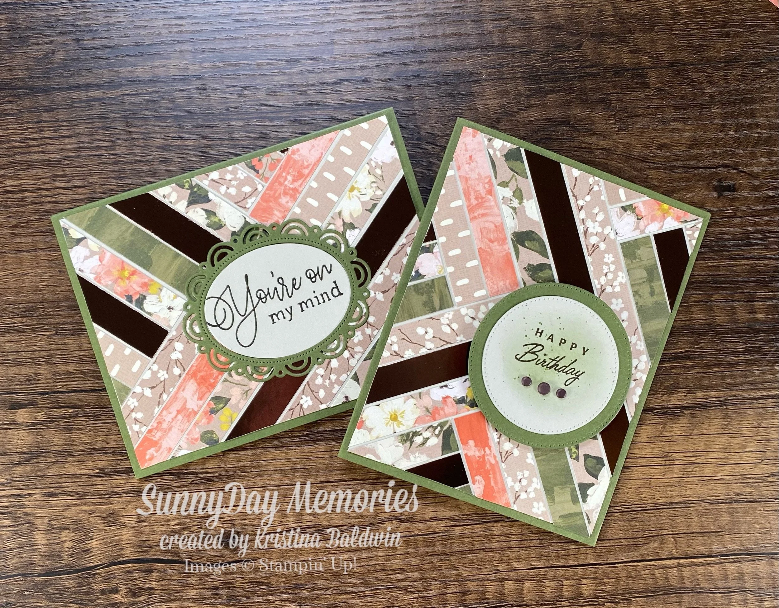 Stampin' Up! Brushed With Beauty Herringbone Technique Cards