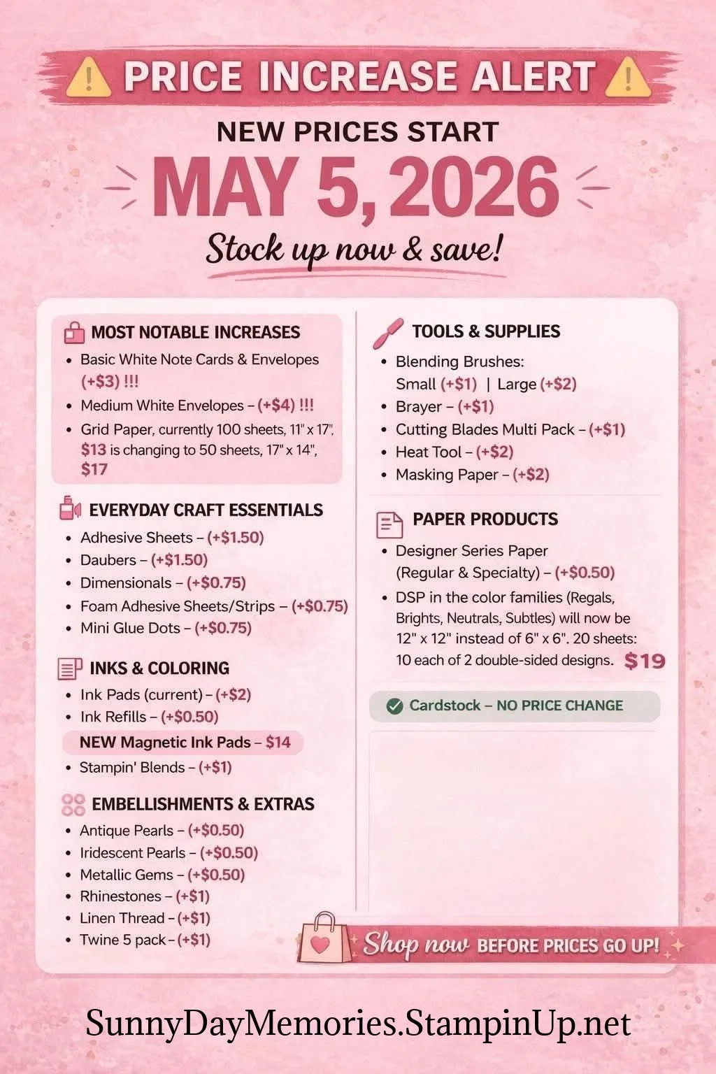 Stampin' Up! Price Increases May 2026