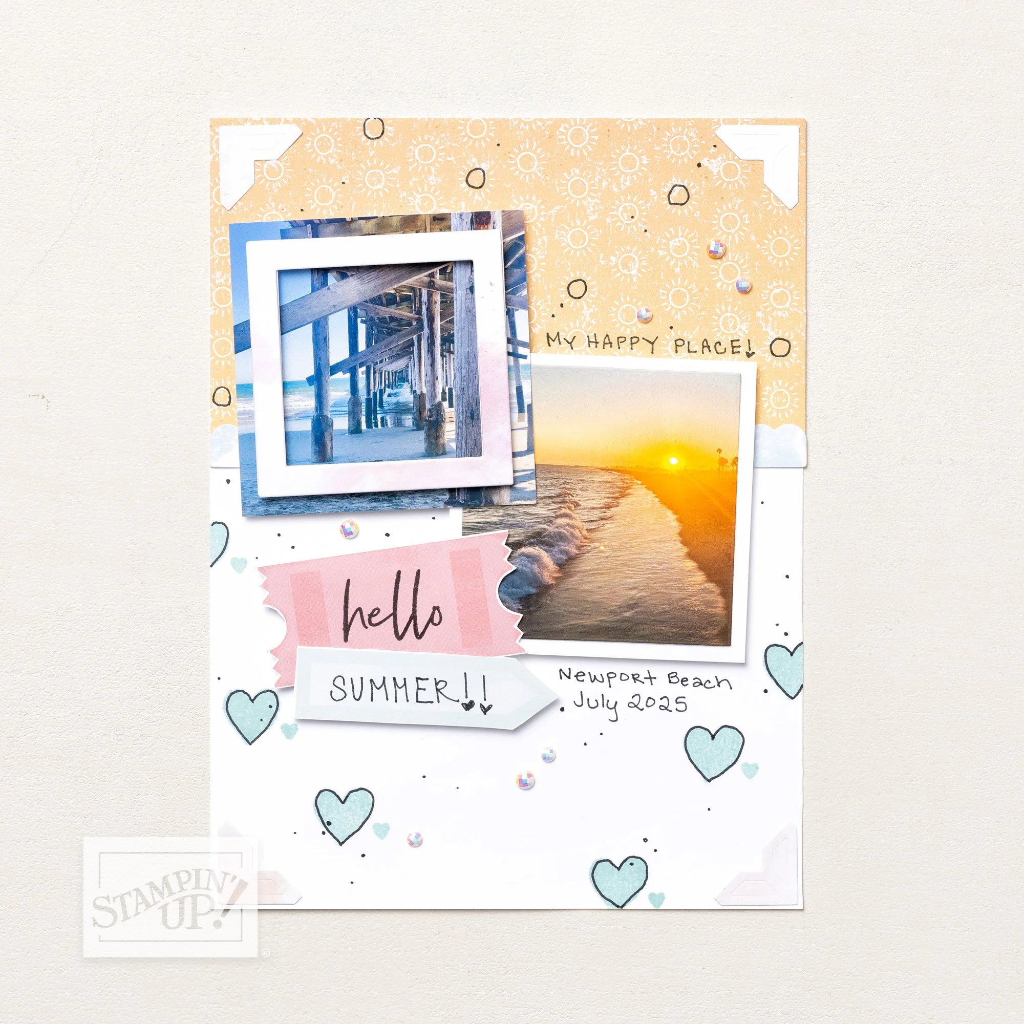 Stampin' Up! Fabulous Sayings Hello Summer Scrapbook Layout