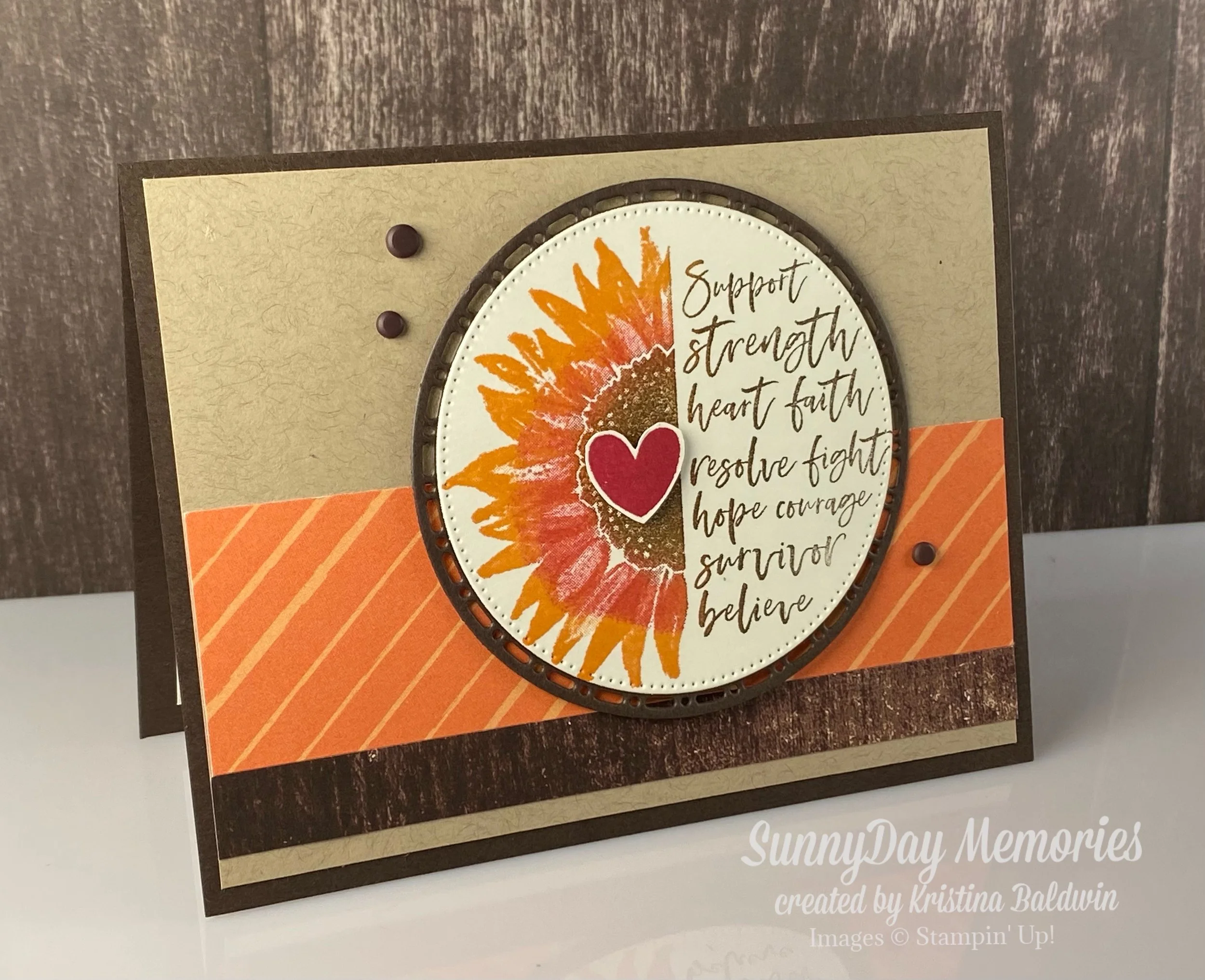 Stampin' Up! Love & Courage Heart Sunflower Card