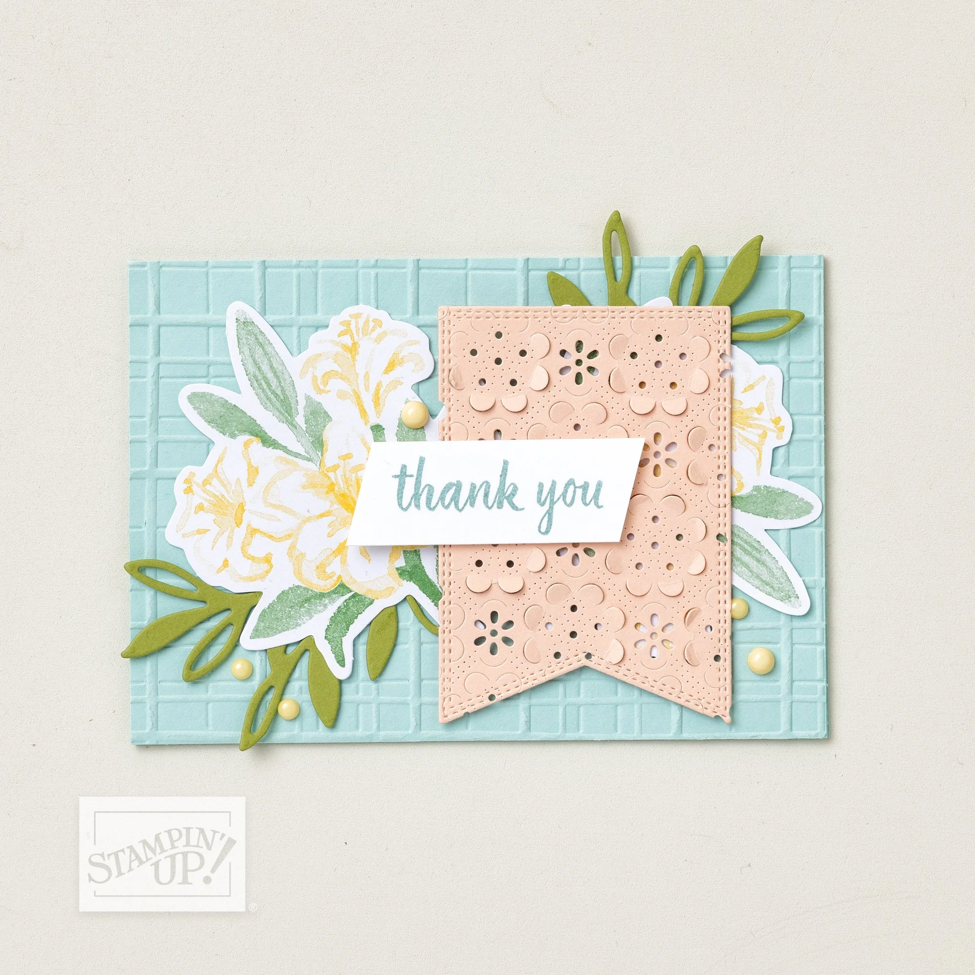 SU Eyelet Blooms Thank You Card