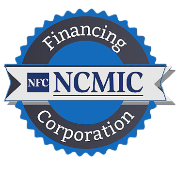 A circular blue badge with a gray border featuring the text 'NFC NCMIC' in the center. The outer ring has the words 'Financing' at the top and 'Corporation' at the bottom.