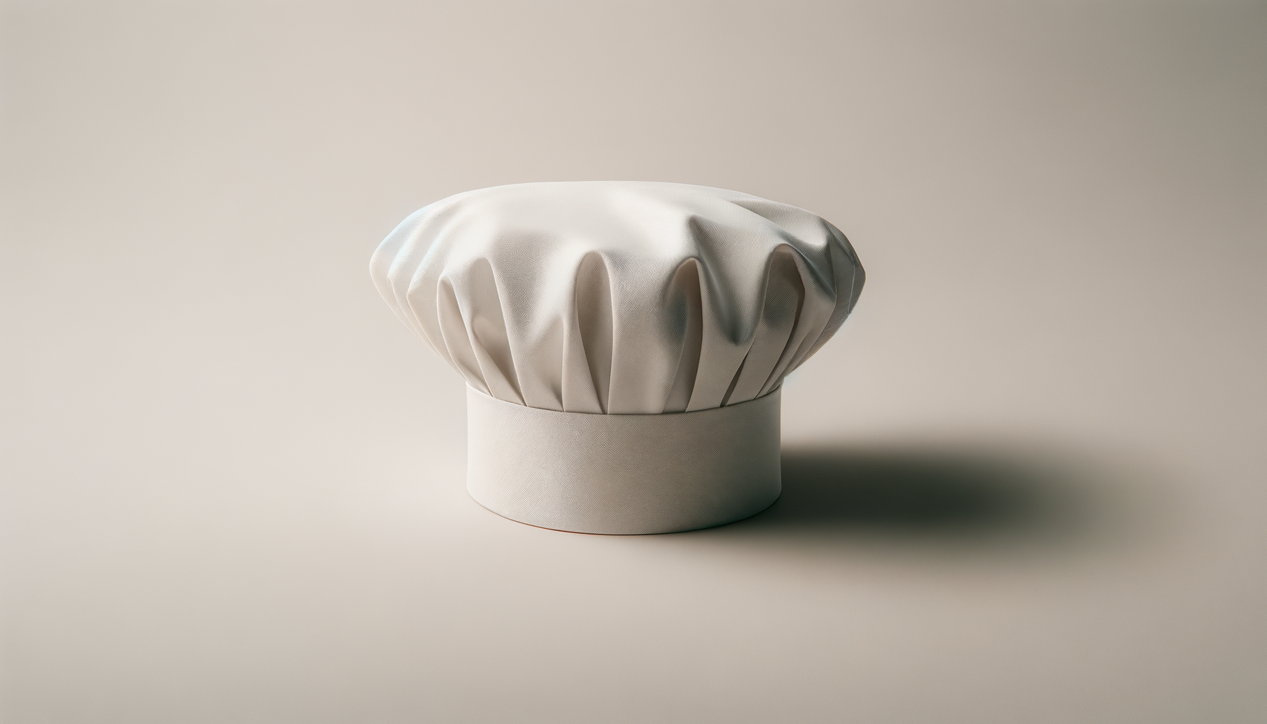 White chef's hat on a neutral background.