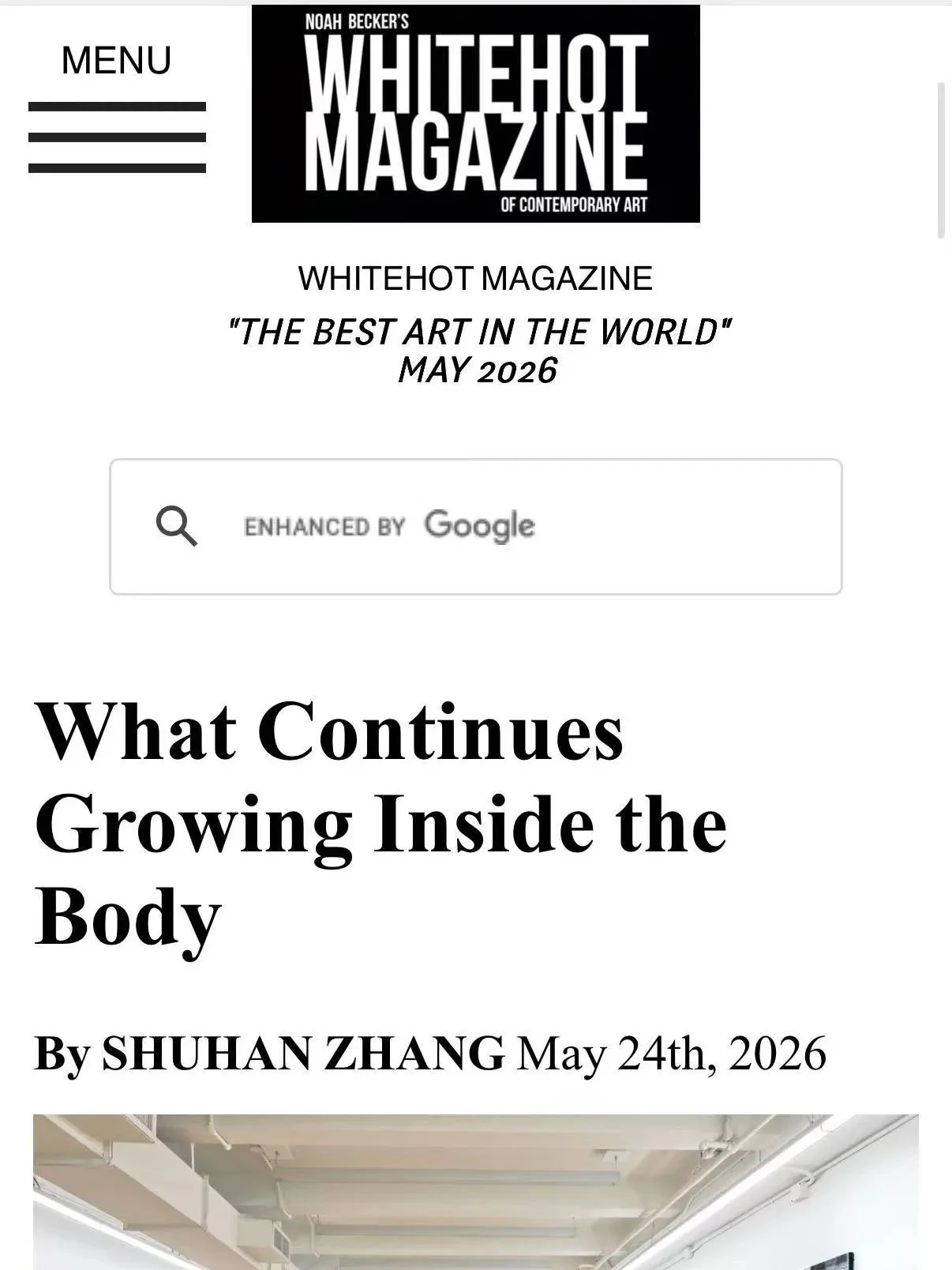 What Continues Growing Inside the Body? Whitehot Magazine, 2026.