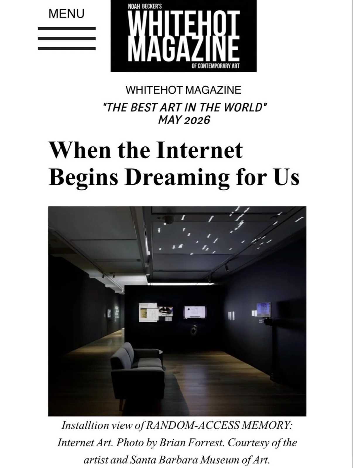 When the Internet Begins Dreaming for Us. Whitehot Magazine, 2026.