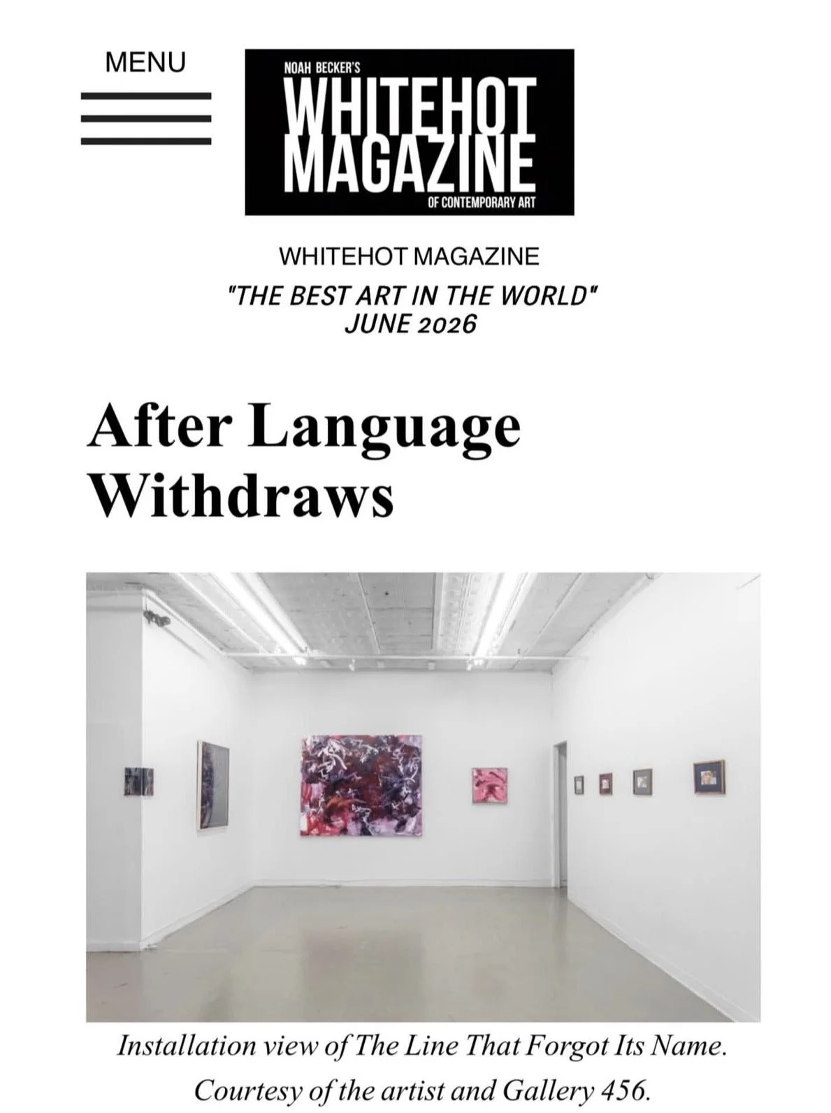 After Language Withdraws. Whitehot Magazine, 2026.