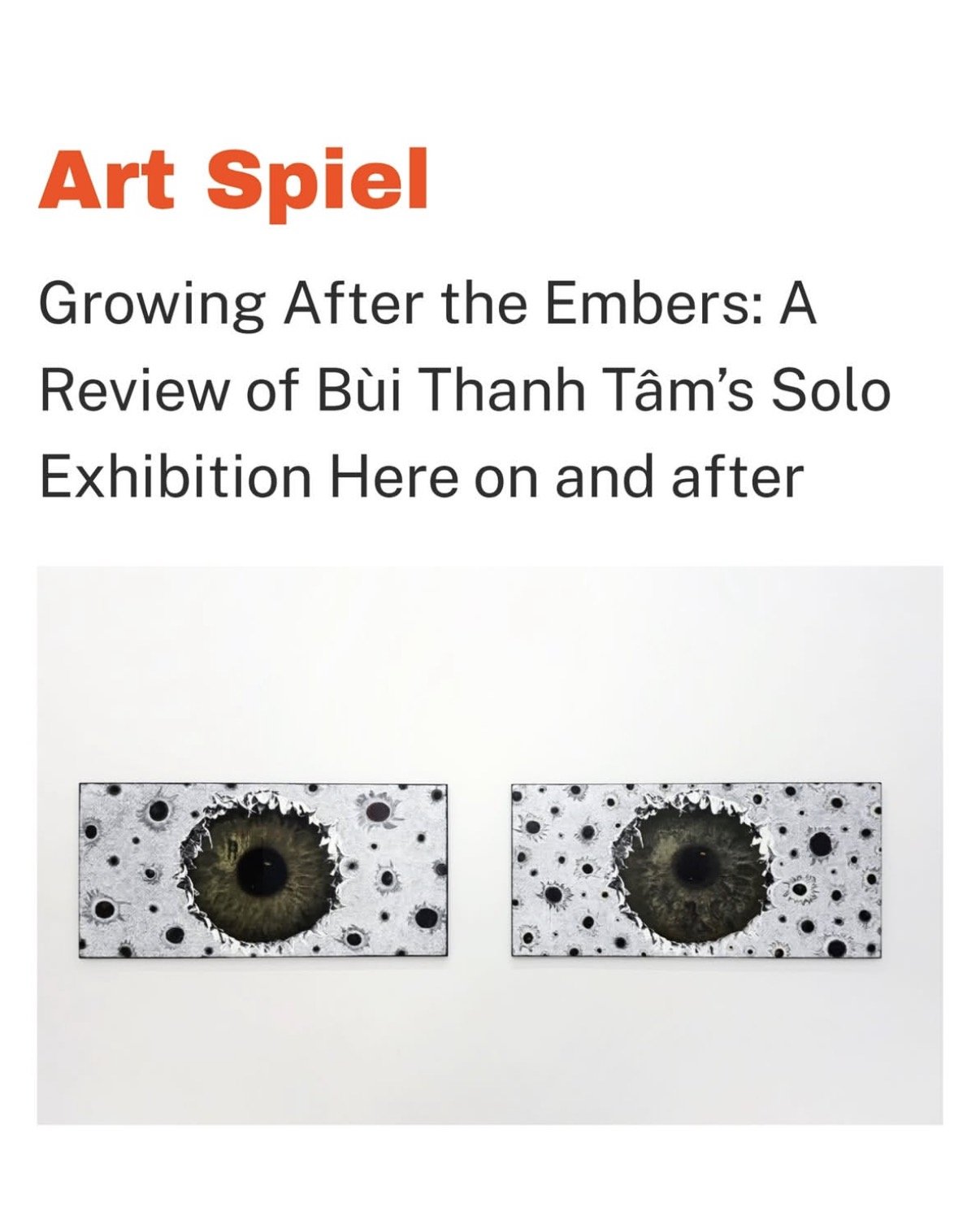 Growing After the Embers: A Review of Bùi Thanh Tâm’s Solo Exhibition Here on and after. Art Spiel, 2026.