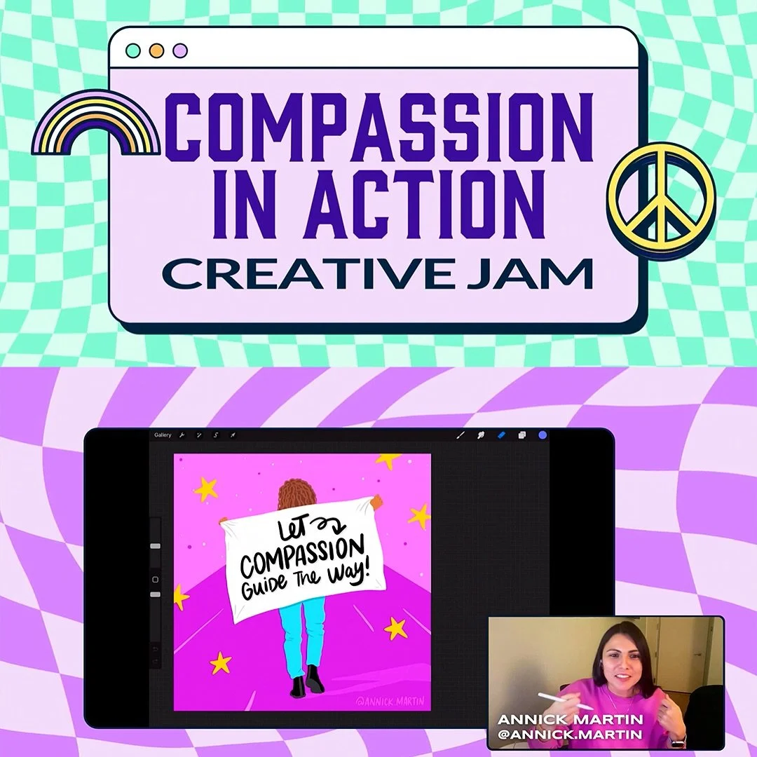 What have I been up to? 💁🏻‍♀️ Well, just the other day, I was invited as a featured artist and speaker to share a little about me and 🌈my work at the ⭐️Compassion in Action Creative Jam⭐️ by @taskforce.us We got to meet new artists, create fun