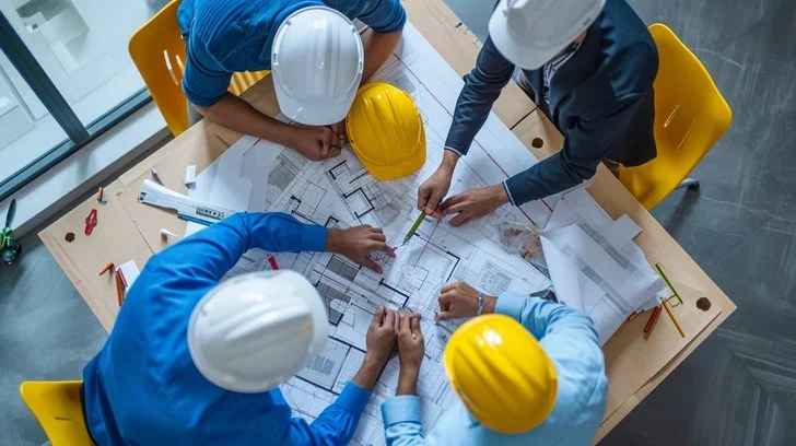 Construction team meeting