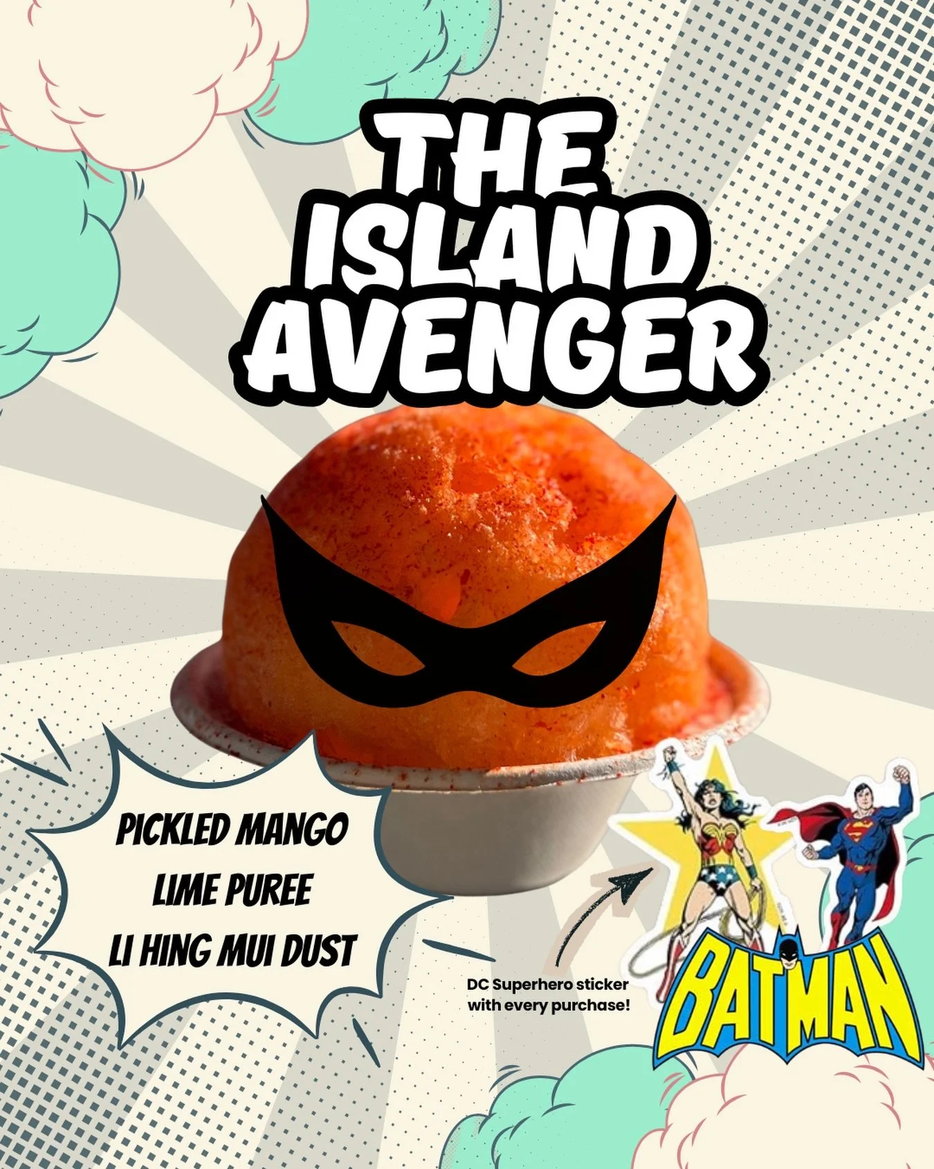 🌺⚡️ NEW DROP: ISLAND AVENGER ⚡️🌺

Sweet. Tangy. A little wild.
This one hits different 😮&zwj;🔥

Pickled mango 🍋&zwj;🟩 + fresh lime pur&eacute;e + a dusting of li hing mui for that perfect sweet-tangy kick&hellip;

Catch it exclusively at the
✨ 
