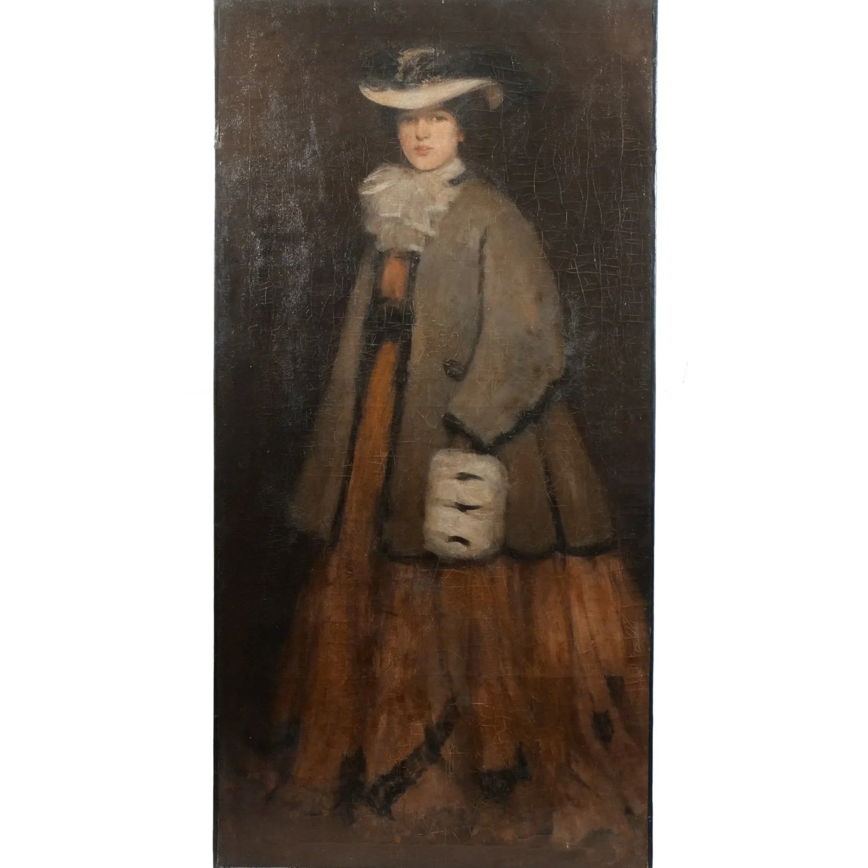 (Attrib.) BESSIE MacNICOL (Scottish, 1869-1904) 
 Portrait of a Woman  
Oil on canvas, 71-1/2 x 36 in. 
 Hammer: $11,000