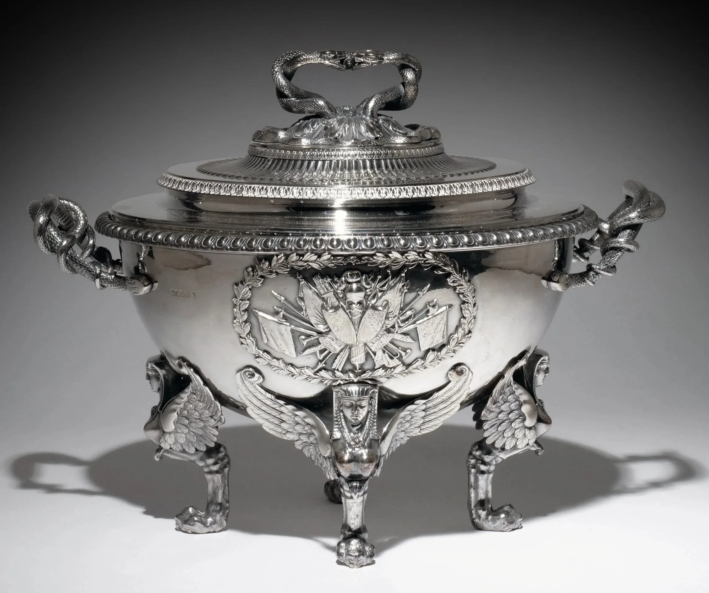 IMPORTANT REGENCY SILVER SOUP TUREEN 
London, circa 1811, Benjamin Smith I & James Smith III 
Sold in December 2025
 
 Hammer: $24,000 