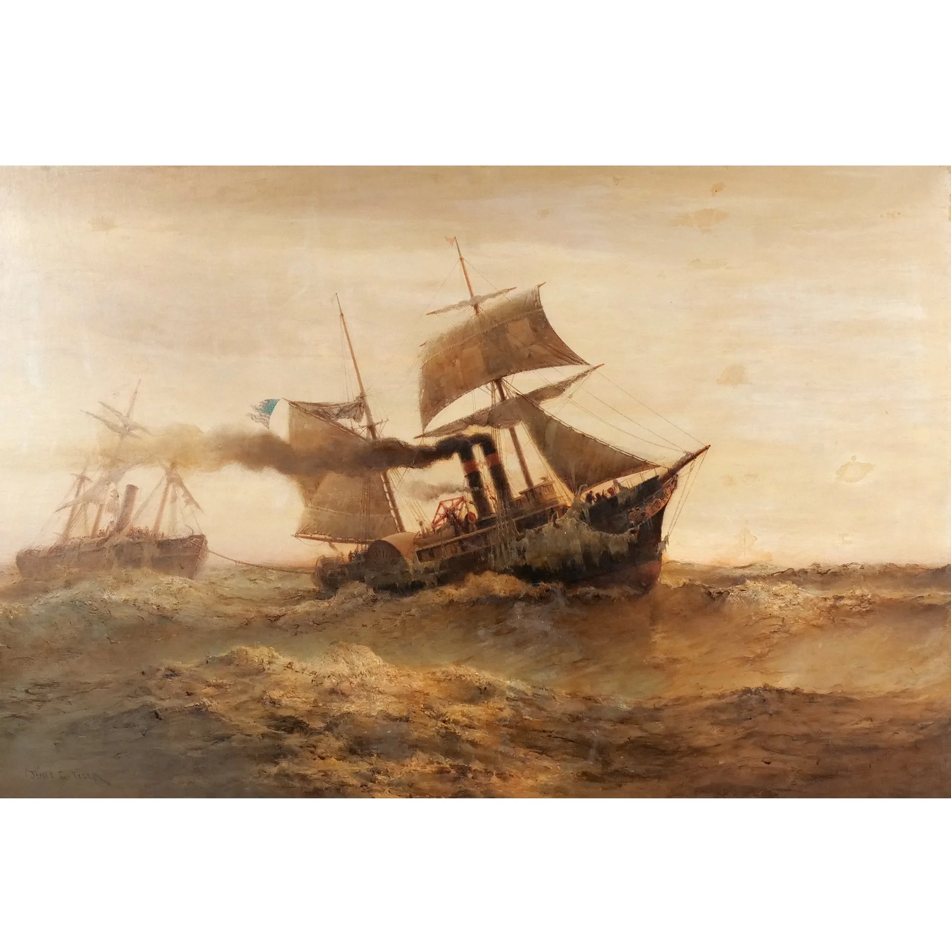 JAMES GALE TYLER (American, 1855-1933) 
 Overdue  
40 x 60 in. 
Oil on canvas; signed, titled on original plaque 
Est: $7,000-9,000
