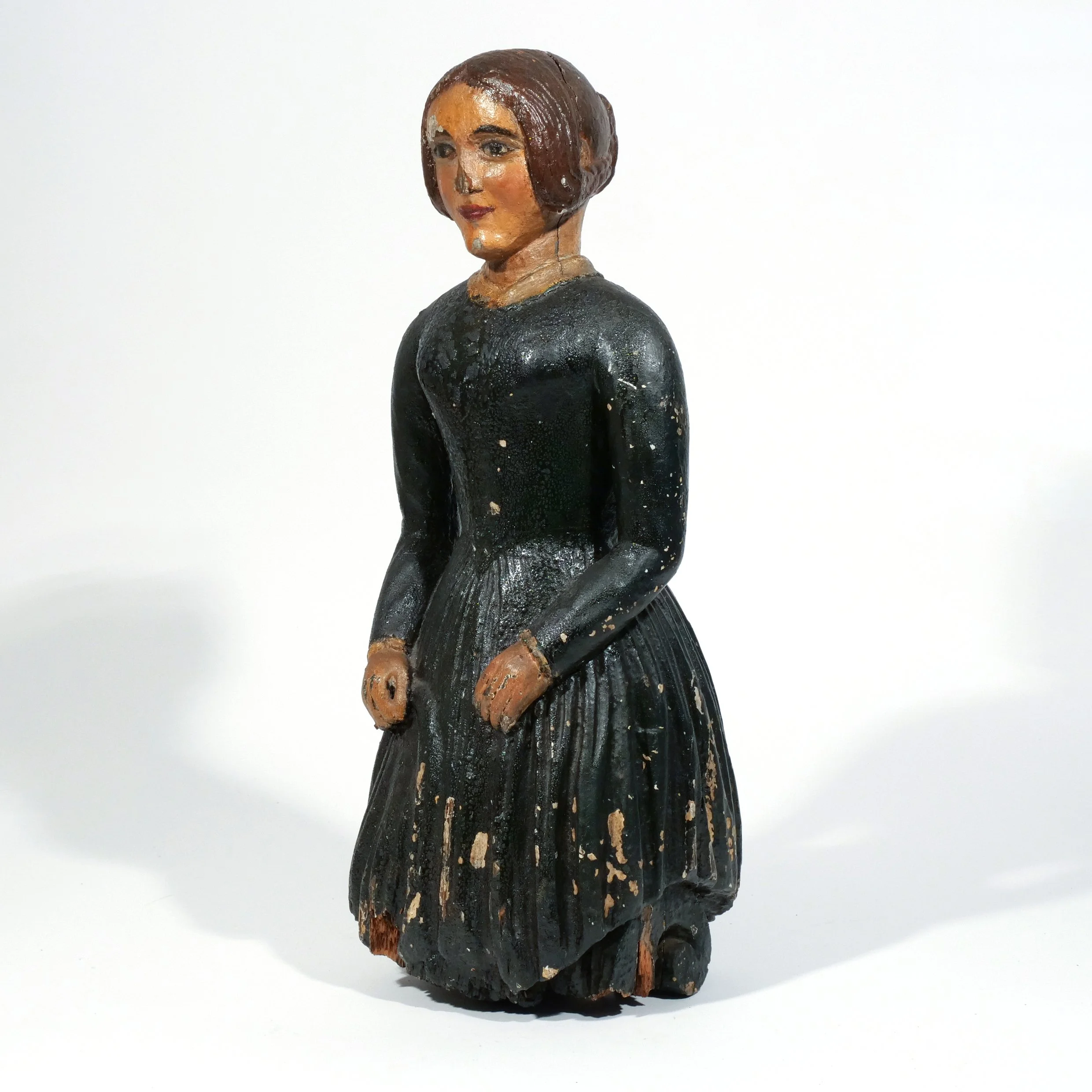 CARVED POLYCHROME SHIP'S FIGUREHEAD 
19th century, carved wood and painted yacht's figurehead in the form of a young woman holding a fan 
Sold in September 2026 
Presale Estimate: $6,000 - $8,000 
 Hammer: $7,000 