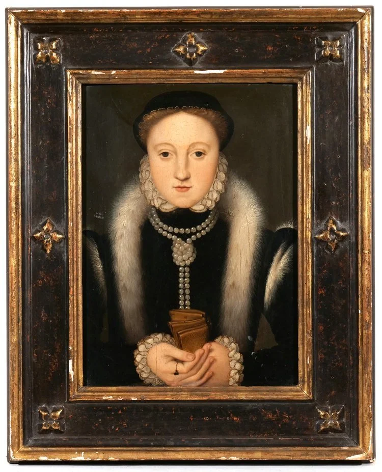 ENGLISH SCHOOL (16th Century) 
 Portrait of an unknown lady  (Elizabeth I) 
Oil on panel 
Sold in November 2021 
 Hammer: $120,000