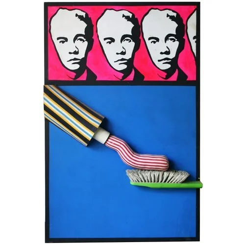 Rubens Gerchman (Brazilian, 1942-2008), Toothpast mixed media collage, 48 x 31 1/2", identified by the gallery, sold in October 2013 
 Hammer: $48,000 (record)