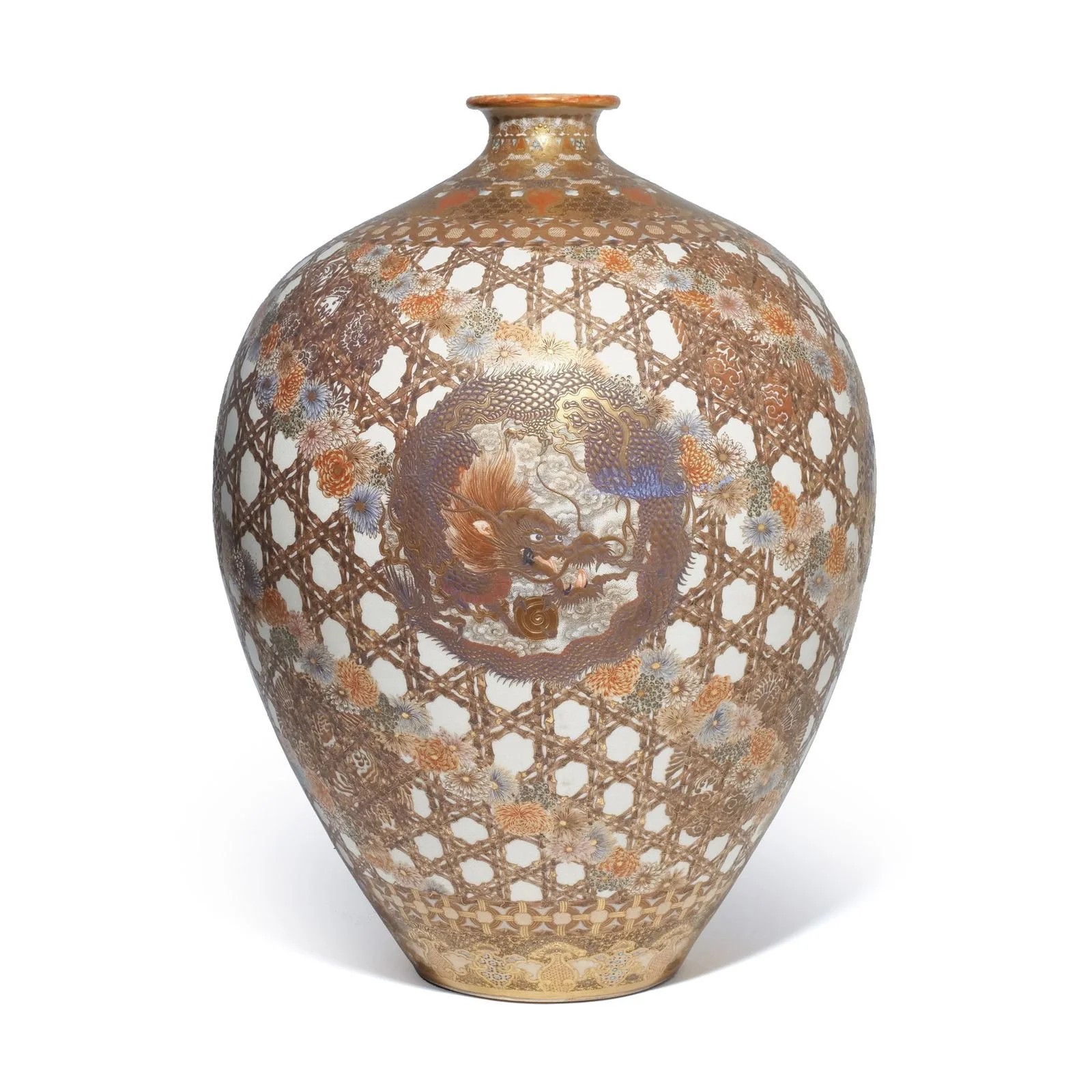 JAPANESE KINKOZAN SATSUMA PORCELAIN VASE 
Meiji period (1868-1912), h. 19-1/2 in. 
Presale estimate: $1,500-2,500 
 Hammer: $14,000
