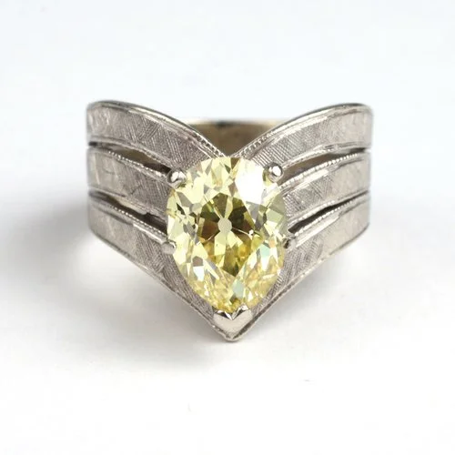 2.57ct pear-shape canary yellow diamond ring, sold in November 2015 
 Hammer: $22,800