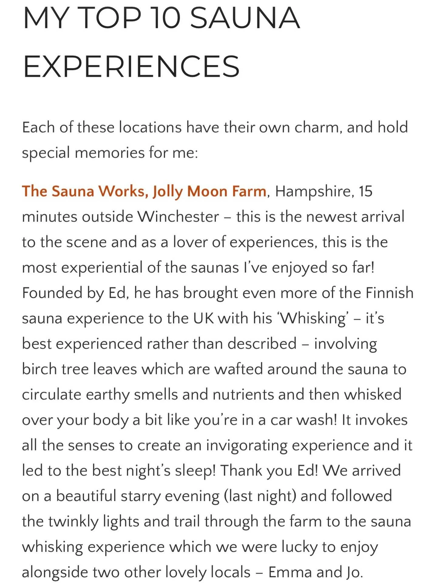 Wanted to share this lovely review from @not_themayoclinic with you all. Please check out Sarah&rsquo;s fantastic blog for great articles and insights and lots of sauna and cold plunge information. Thank you so much @not_themayoclinic. I hope this en