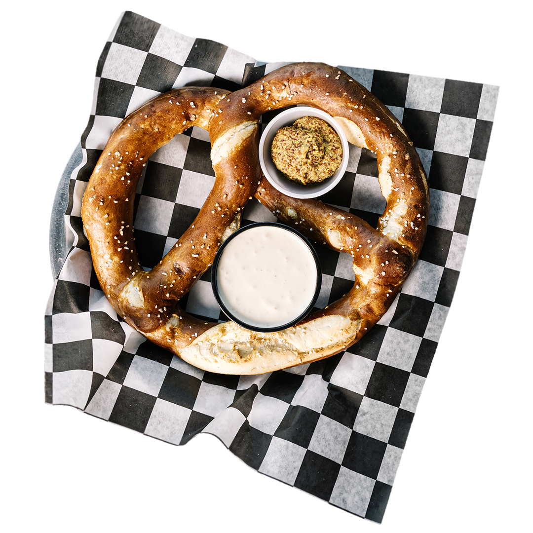 BAVARIAN PRETZEL: With beer cheese and grainy mustard