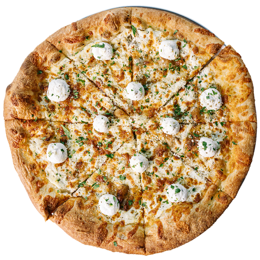 THE WHITE: Baked herb ricotta, mozzarella, parmesan, and olive oil