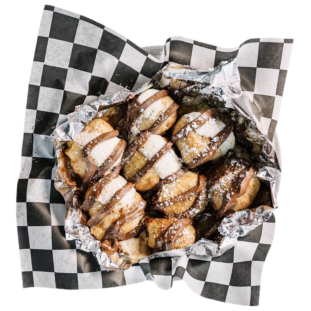 CINNA KNOTS: Woven and doused with cinnamon, sugar, Nutella and a dash of powdered sugar