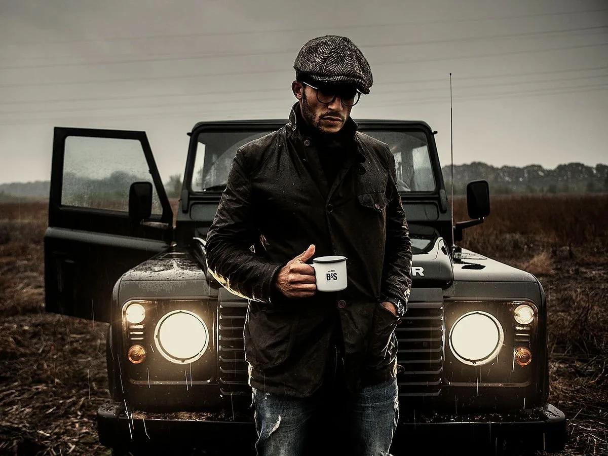 Barbour in front of Defender.jpg