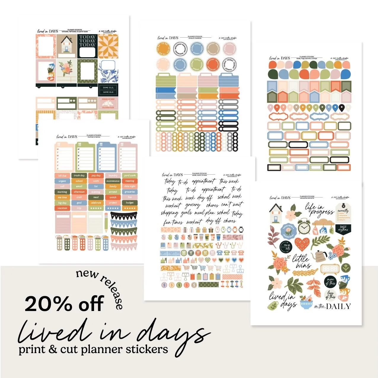 It&rsquo;s new release day at @heyscrappershop and I&rsquo;m excited for these new planner stickers! I expanded Lived in Days to include this option after requests for me to release my past planner sticker designs. I&rsquo;m excited for future collec