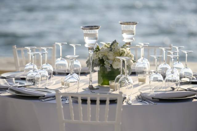 A table setting on the beach in Puerto Vallarta.
